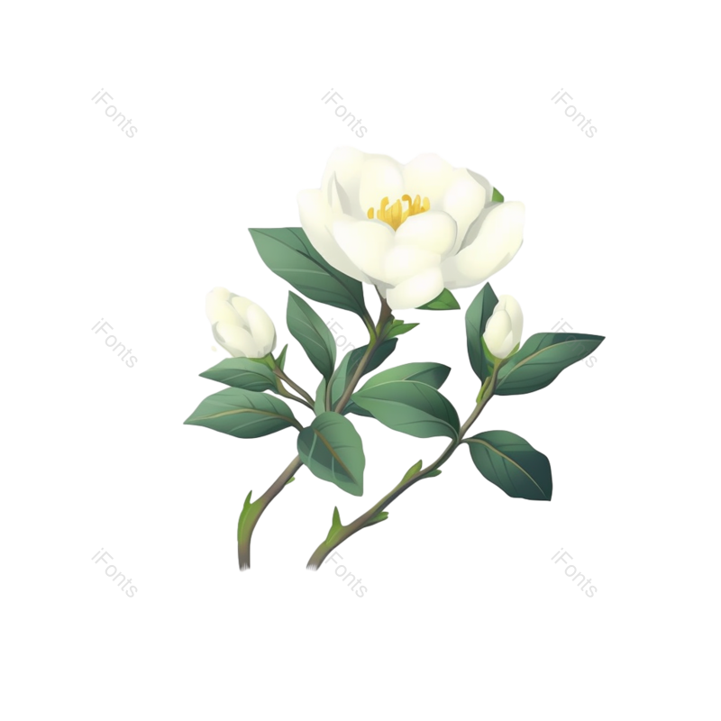 白色背景图片,白色的花元素,PNG,免抠素材
